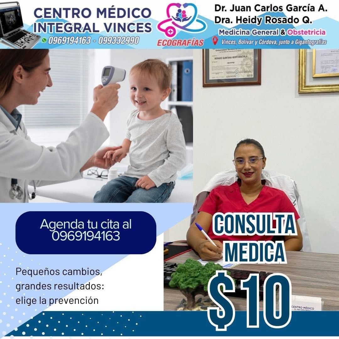 #Atención  #Vinces  🧑‍⚕️YA ESTAMOS ATENDIENDO 🏥Centro Médico Integral Vinces tu salud en buenas manos 🩺  Consulta popular a solo $10